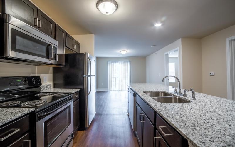 a kitchen with stainless steel appliances